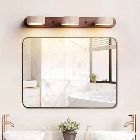 Bathroom Light Fixtures 3 Light Solid Wood Iron Bathroom Vanity Light for Bedroom Kitchen Living Room (1/5)