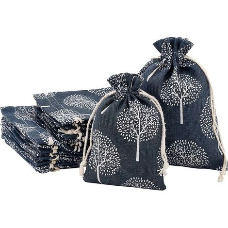 20pcs Pochettes Arbres de Vie, Sachet cadeau en tissu avec cordon de serrage pour lavande, cadeau, mariage, anniversaire (1/5)