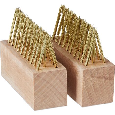 Brosse à joints, lot de 2, fils en acier, jardin, pour mousse & mauvaises herbes, couleurs laiton et nature (1/5)