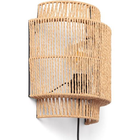 – Applique murale en rotin Kirito – Éclairage LED E27 – Lumière chaude, neutre ou froide – Finition artisanale – Pour intérieur élégant (1/5)