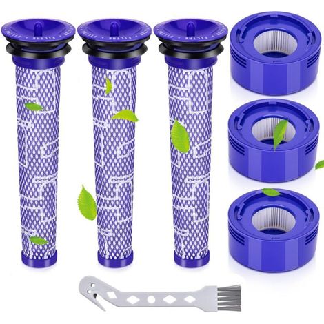 Dyson V8 V7 Absolute Animal Motorhead Vacuum Cleaner Replacement Filters, 3 HEPA Post Filters, 3 Pre Filters, Replacement Part, Replaces Part No. 965661-01 and 967478-01 (1/5)