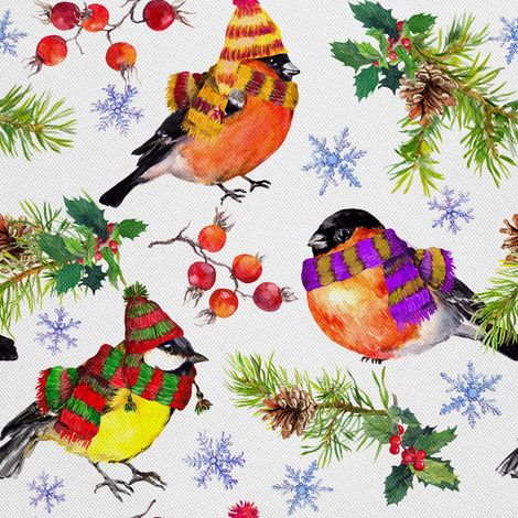 Telas decorativas Oxford para exteriores - Motivo Pájaro de invierno I DX017 (1/5)