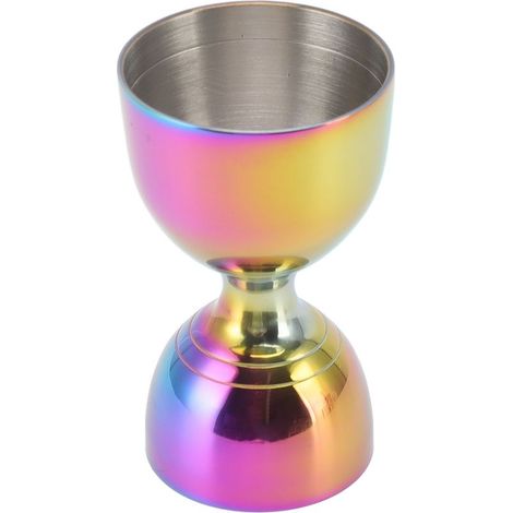 Robuster und hochpräziser Cocktail-Jigger aus Edelstahl mit großer Öffnung (30/60 ml) für Cocktailliköre. Farbig. (1/5)