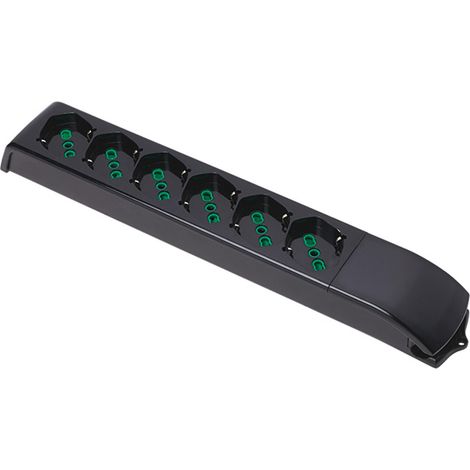 FANTON 410231 Multipresa Fido senza Cavo 6 Prese Bipasso schuko 2P+T 16A, colore nero (1/2)