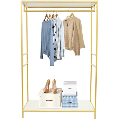 Porte-vêtements à deux niveaux 120 x 45 x 190 cm, présentoir à vêtements, étagère de rangement pour vêtements et robes de mariée, adapté aux chambres à coucher et aux boutiques de vêtements. (1/5)