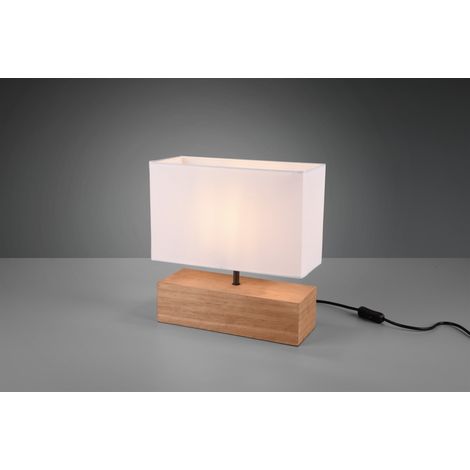 Lámpara de Mesa Rectángulo Woody Madera Natural Pantalla Blanca Trio Iluminación (1/3)