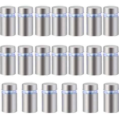 20 Stück Edelstahl-Werbeschrauben, Glasabstandshalter, Befestigungsschrauben, Schilder- und Werbenägel, Hardware-Befestigungsschrauben, rahmenlose Abstandshalterklemmen für Glas, 12 x 20 mm (1/5)