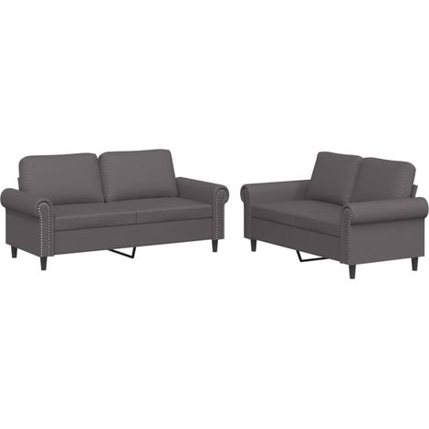 Maison Exclusive - Set di Divani 2 pz con Cuscini Grigio in Similpelle