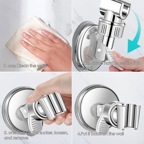 Support de Douche - Pivotant 360° - Sans Perçage - Ventouse - Pour Carrelage et Surface Lisse - 1 Pièce (1/5)