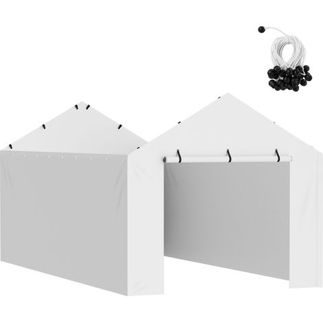 Abri de voiture, Paroi latérale de remplacement 10x20 ft, Bâche imperméable et anti-UV, Installation facile avec sangles à boules, Blanc (sans toit ni structure) (1/5)