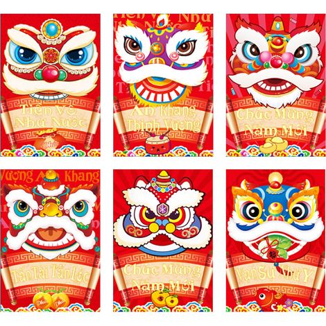 Enveloppe Rouge Année du Dragon 2024 - Design Créatif pour Nouvel An Vietnamien (VN33-3)-KZQ (1/2)