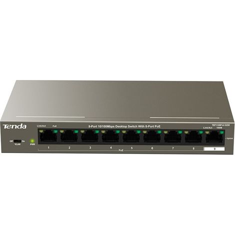 Switch a 9 porte da 10/100Mbps con 8 porte PoE desktop 102W (1/4)