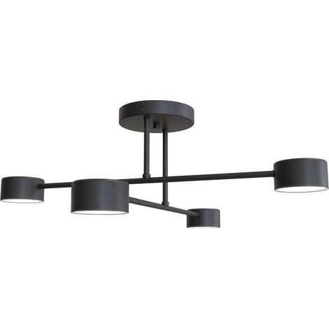 Plafón de techo Tanfa Negro (4 luces)