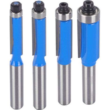 4-teiliges 8-mm-Kopierfräser-Set, Heimwerker-Holzbearbeitungs-Fräswerkzeuge mit Kugellager, Bündigfräser