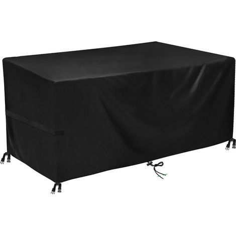 Housse pour meubles de jardin 600D Oxford Cloth Furniture Protector Waterproof Garden Table Cover Protective Tarpaulin with Cord Lock, 242x182x100cm, Black TONCHEAN (1/5)