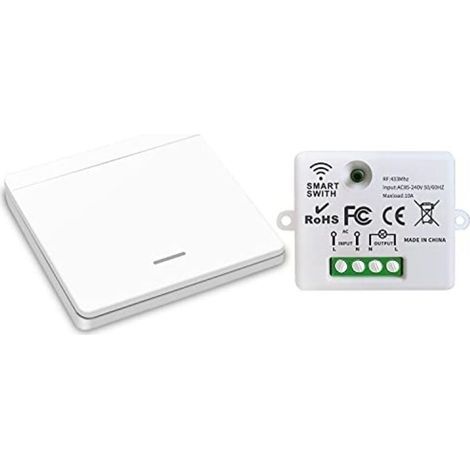 DieseRC Interrupteur d'éclairage sans fil, interrupteur de sécurité de l'émetteur RF et contrôleur de récepteur 10A, installation facile pour lampe jusqu'à 1500W (1/4)