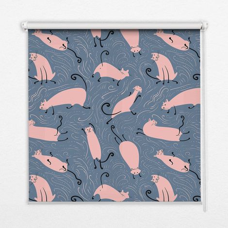 Tenda a Rullo Interna per Finestra - Tenda Filtrante Luce - Tenda Privacy - Tenda Decorativa Rettangolare - Rullo per Interni - (90 cm x 180 cm) - Gatti rosa (1/5)