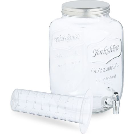 Dispensador de bebidas con compartimento para frutas y cubitos de hielo 27 x 17 x 23 cm estilo retro de cristal transparente 130015659 (1/5)