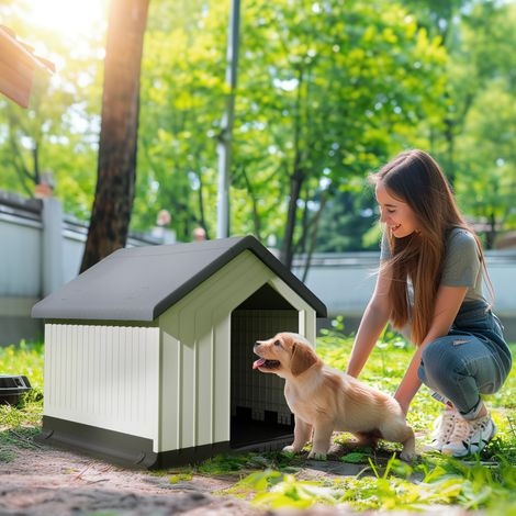 Niche en plastique imperméable en plastique petits mini-chiens fenêtre - Dimensions: 62x61x60 cm - Couleur: Gris