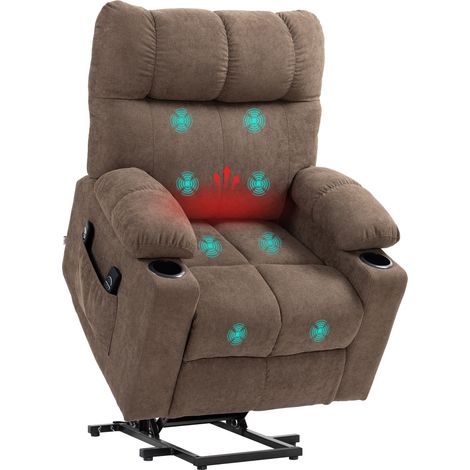 Fauteuil relax électrique avec aide au lever 90x75x100cm marron