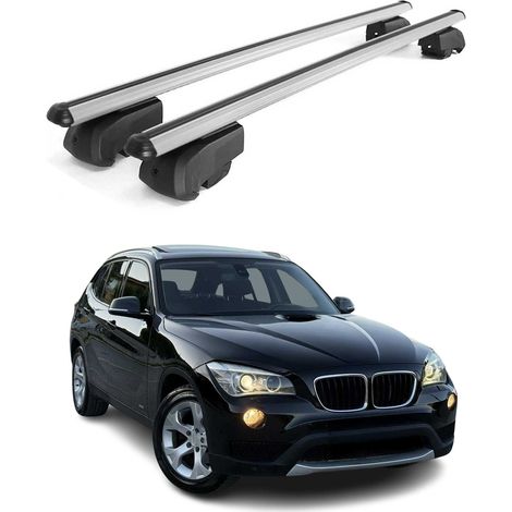 OMAC Barres de toit en aluminium pour BMW X1 E84 2009-2015 – City Crash – ISO/PAS 11154:2006 – Antivol inclus – Charge max 75 kg – 2 barres Argent (1/4)