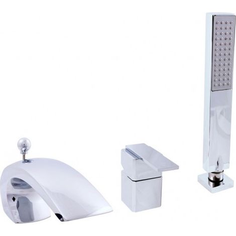 Mitigeur baignoire à cascade 3 trous LOIRA avec inverseur laiton chromé (1/5)
