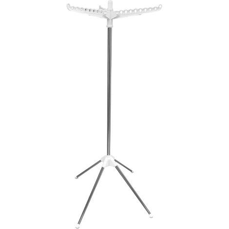 Stendibiancheria Relaxdays, per 27 grucce, Pieghevole, carico Massimo 15 kg, HxP: 143x56 cm, Bianco/Argento (1/5)
