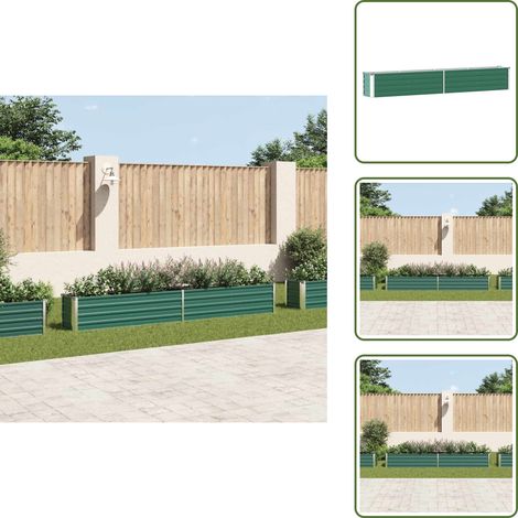 Garten-Hochbeet Verzinkter Stahl 320×40×45 cm Grün - Gartenhochbeet - Metallhochbeet - Stahlteich - Balkonbepflanzung - Gartendekoration (1/5)