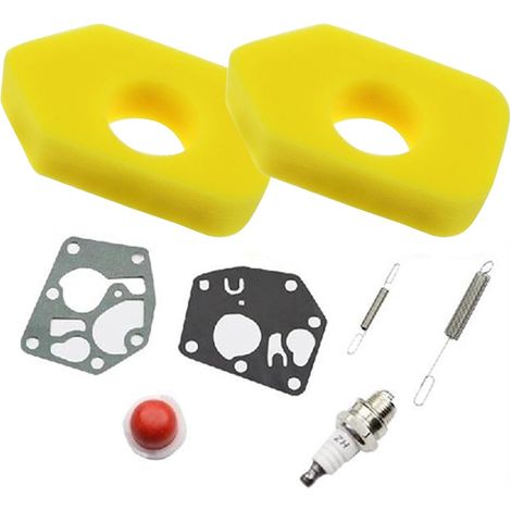 Filtro aria in schiuma gialla, filtro aria con molle a membrana del carburatore per Briggs, Briggs Stratton 691859 692211 Filtro aria in schiuma gialla 2 molle e kit candela Sprint (1/5)