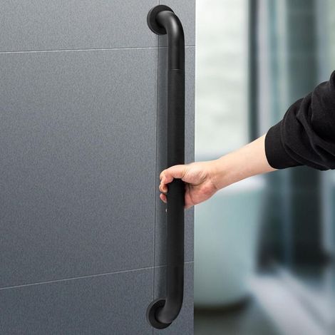 Stainless Steel Bathroom Grab Bars, Non-Slip Safety Grab Bars for Elderly, Bathtub, Toilet, Bathroom and Staircase Handrail, 60cm, Matte Black (1/5)