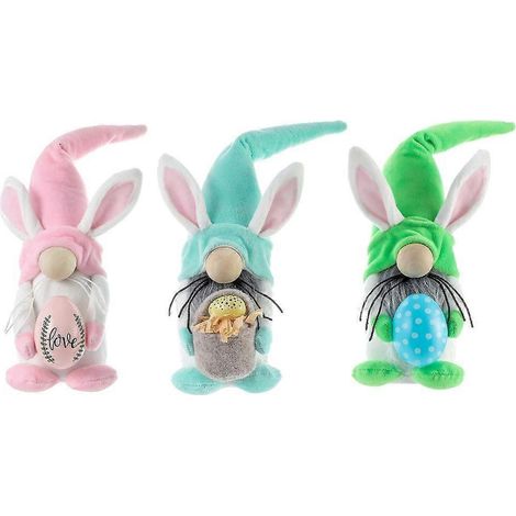 Décorations de Pâques : Lapins et gnomes en peluche à pois pour les fêtes de Pâques (1/4)