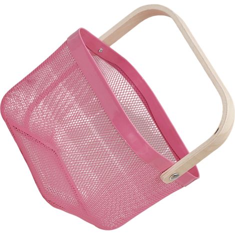 Cesta de malla metálica resistente con ventilación - Rosa