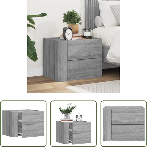 vidaXL Holz Nachttisch -  Wand-Nachttisch Grau Sonoma 45x30x35 cm (1/5)