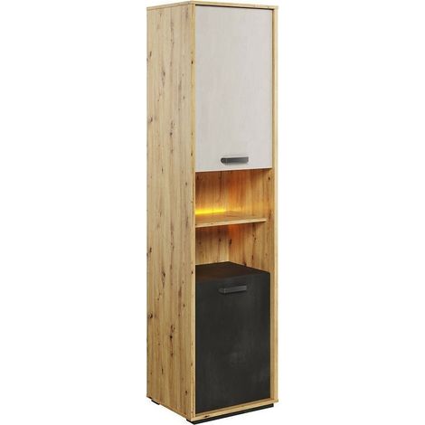 Étagère Orlveno 103 , Fermé, Avec des portes, Stratifié, Le nombre de portes: 2, Nombre de tiroirs: 0, 195x50x42cm, LED: Disponible (1/5)