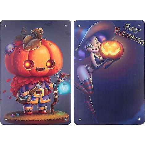 Lot de 2 tableaux en fer pour décorations d'Halloween