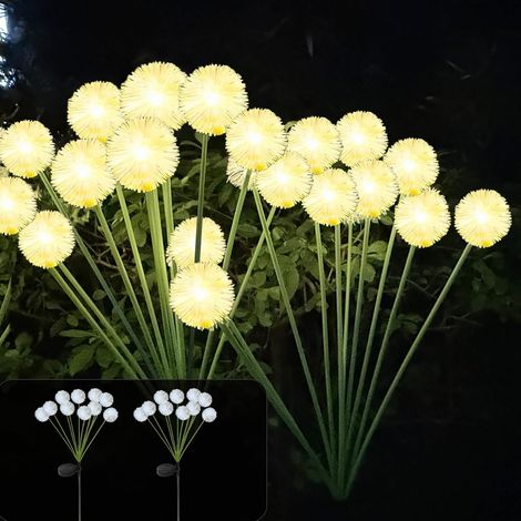 2 x Dandelion Shaped Solar Garden Lamp  20 LEDs, 8 Modes, Warm White, IP65 Waterproof, for Garden, Patio, Lawn, Courtyard, Balcony Decorative (1/5)