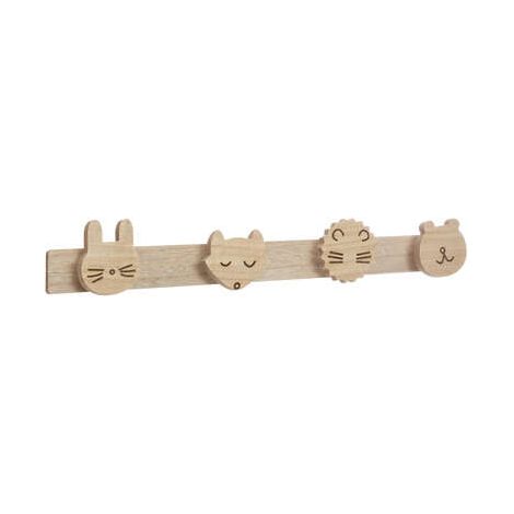 Kleiderhaken, Holz, 4 Köpfe, Wildtiere - Atmosphera for kids (1/4)