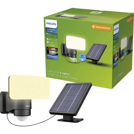 Philips LED Tylus 929004632301 Lampada solare da parete per esterno con rilevatore di movimento LED (monocolore) 6 W Ne (1/5)