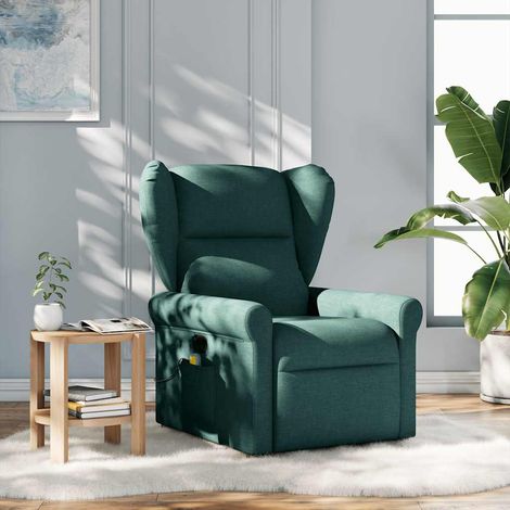 Fauteuil de massage inclinable Vert foncé Tissu vidaXL (1/5)