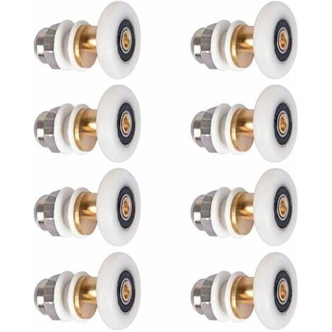 ALLIANDISRoulette Porte Douche, Roulettes de Porte Coulissante Cabine de Douche Porte Poulies Roue de Rechange pour Rouleau avec Diamètre de Roues 27mm, 8 Pièces (1/5)