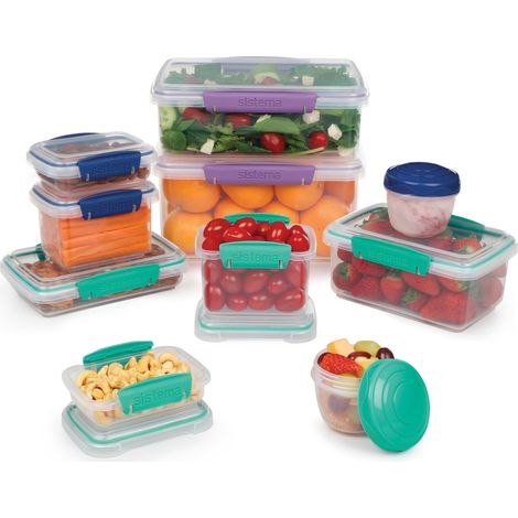 Boîtes de conservation alimentaire Boîtes de préparation avec couvercles lunch box boîtes à en-cas Empilables et hermétiques Sans BPA 20 pièces (1/5)