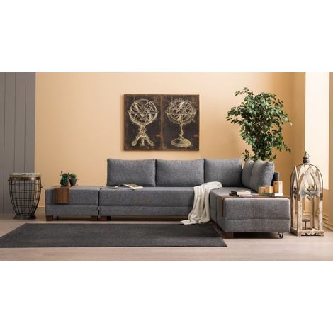 Canapé d'angle convertible Fly 280 x 210 CM - Couleur: Gris - Angle: Droit (1/5)