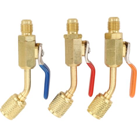 Ortviai Robinet à boisseau sphérique en laiton pour climatisation – Compatible R134A/R410A/R22/R12, raccord SAE 1/4", angle compact