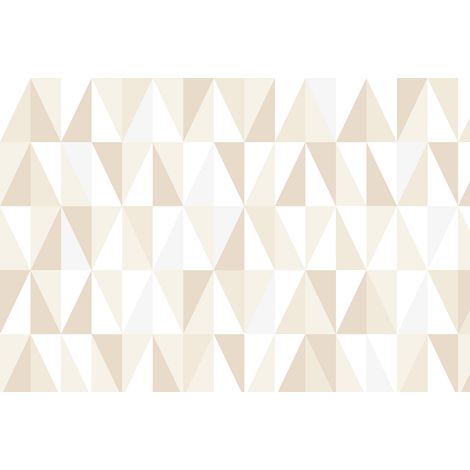 Papier peint panoramique géométrique beige crème | Tapisserie panoramique graphique pour salon | Papier peint panoramique motif losange pour escalier - 267 x 400 cm (4 pièces) (1/2)
