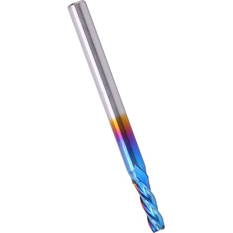 Fraise à 4 dents en acier au tungstène avec revêtement NanoBlue, poignée droite pour fraisage CNC (3,175 x 2,5 x 8) (1/5)