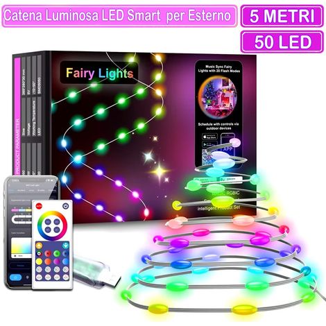 Tuya Catena di Luci Natalizie a LED RGBIC Smart WiFi e Bluetooth 5 Metri - 50 LED (1/5)
