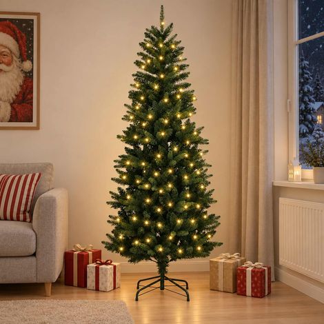 vidaXL Artificial Hinged Christmas Tree 210 cm 300 LEDs Warm White (1/5)