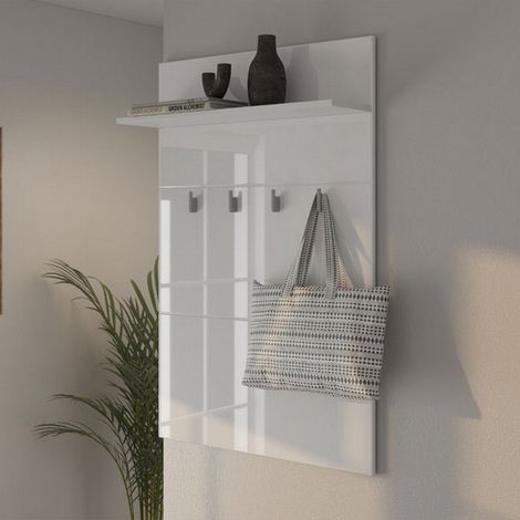 Valdemone Flurmöbel, 1 Ablage, Garderobe, Wandmontage hängend, 76x20x114h cm Weiß (1/5)