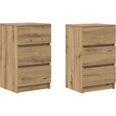 Maison Exclusive - Mesillas de noche con 3 cajones 2uds roble art