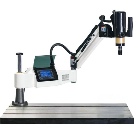 Bras de taraudage électrique M3 à M16 – Écran tactile PLC – Servo 0,6 kW 230V – Portée 1000 mm – 8 douilles dia. 19 – ETA1610 – Mw-Tech (1/5)